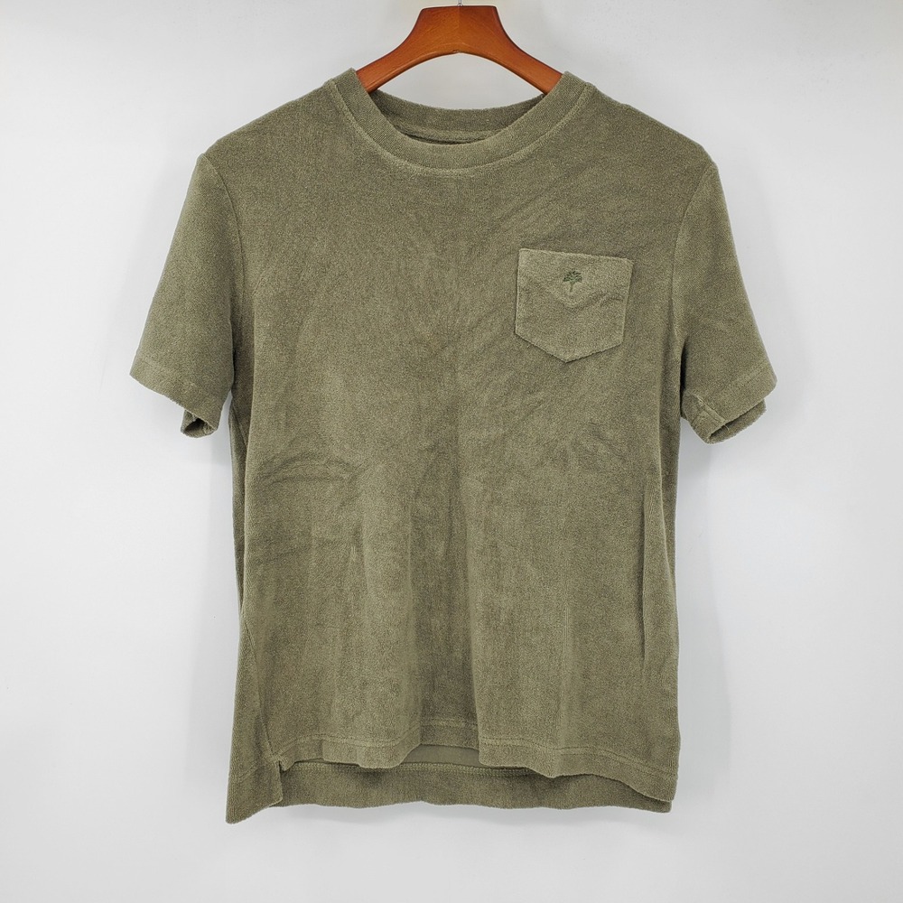 OAS Terry Cloth Pocket Tee T Shirt Green Short Sleeve S Huckberry Resort Towel